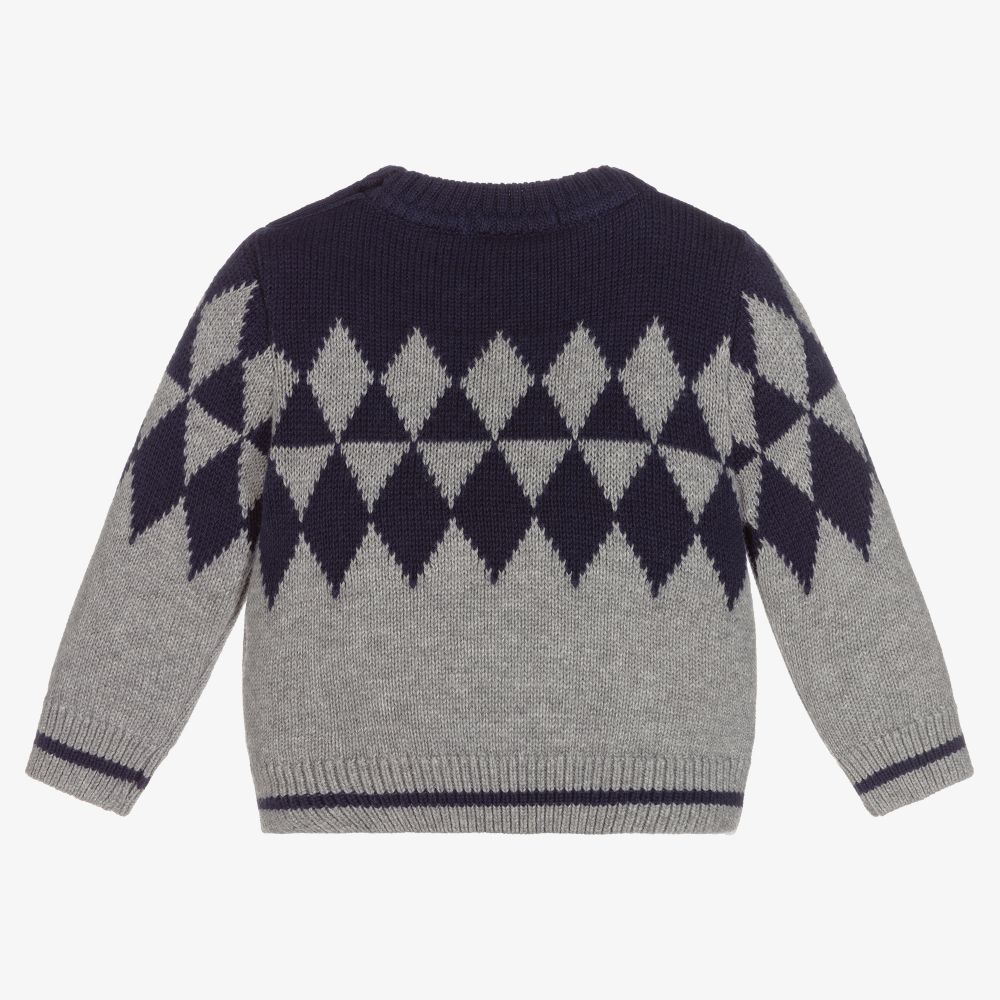 Dr. Kid-Grey & Blue Cotton Sweater | Childrensalon Outlet
