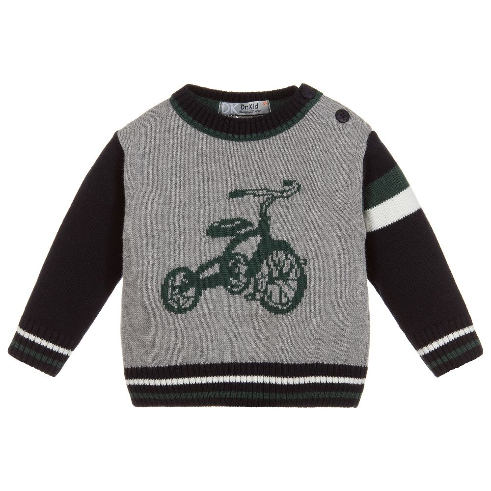 Dr. Kid - Grey & Blue Knitted Sweater | Childrensalon