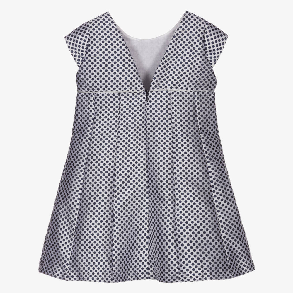 Dr. Kid-Grey & Blue Polka Dot Dress | Childrensalon Outlet