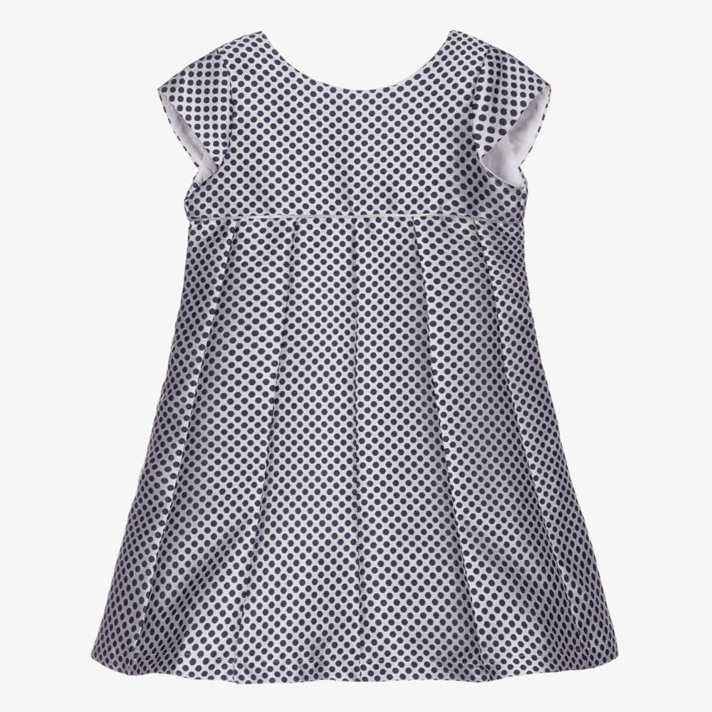 Dr. Kid-Grey & Blue Polka Dot Dress | Childrensalon Outlet