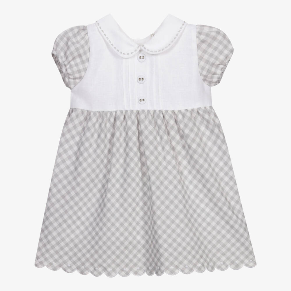Dr. Kid-Grey Checked Baby Dress Set | Childrensalon Outlet