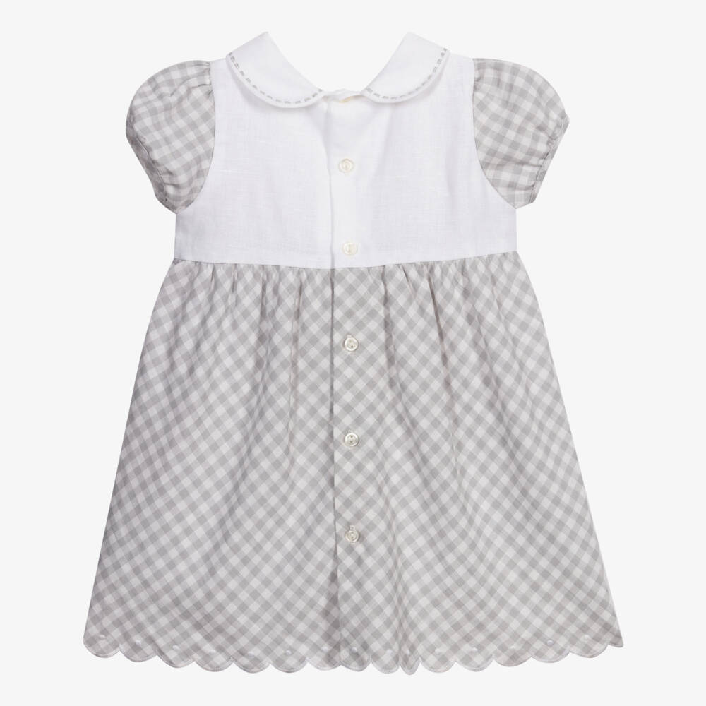 Dr. Kid-Grey Checked Baby Dress Set | Childrensalon Outlet