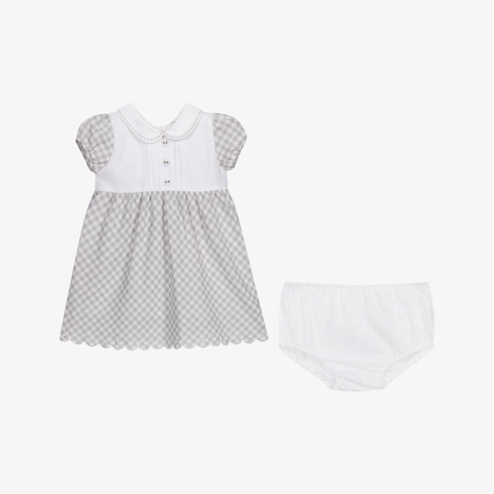 Dr. Kid-Grey Checked Baby Dress Set | Childrensalon Outlet