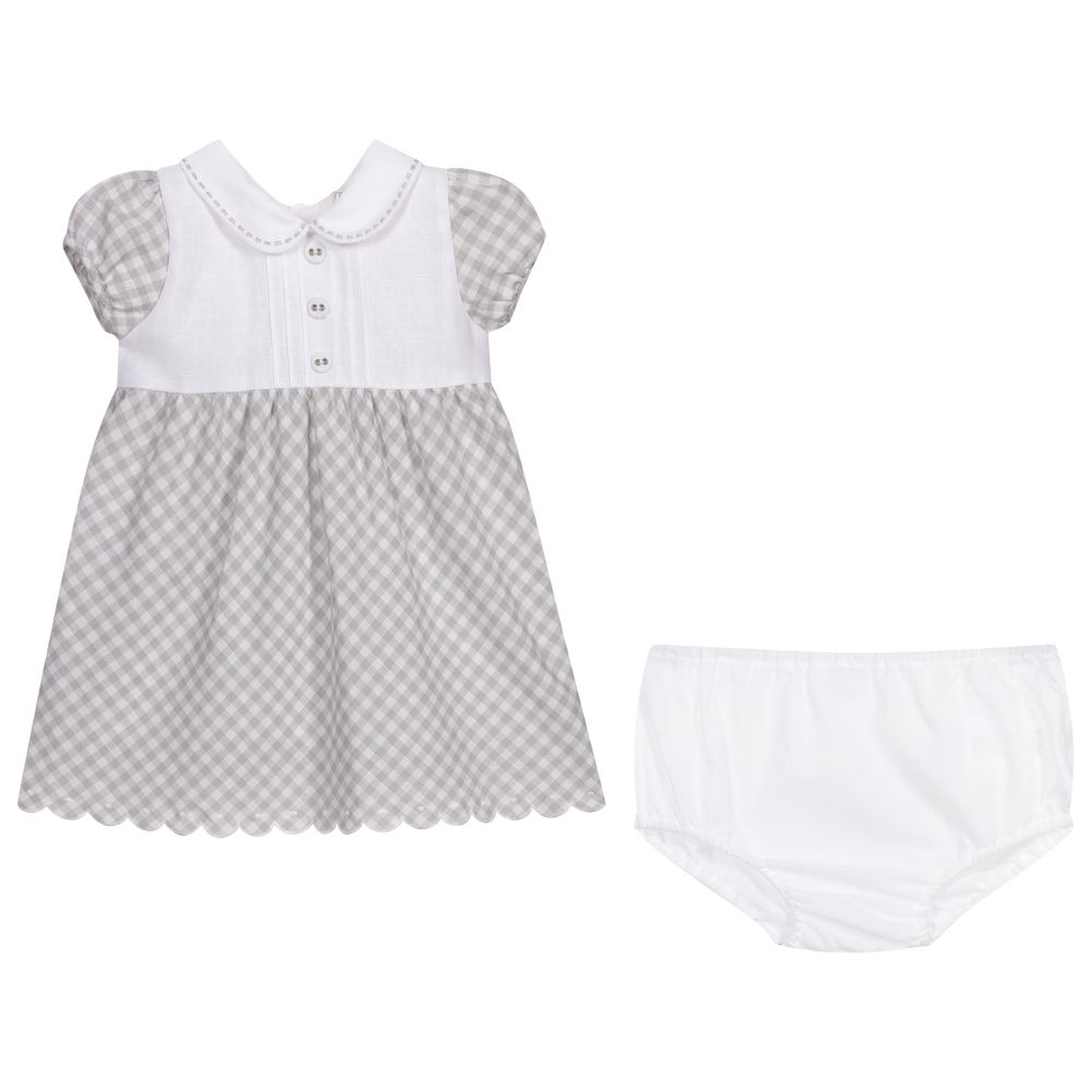 Dr. Kid-Grey Checked Baby Dress Set | Childrensalon Outlet