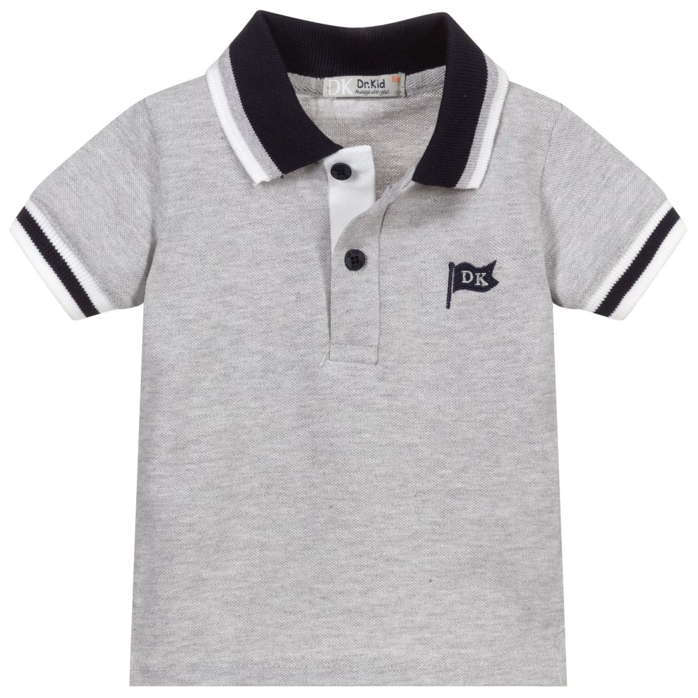 Dr. Kid-Grey Cotton Polo Shirt | Childrensalon Outlet