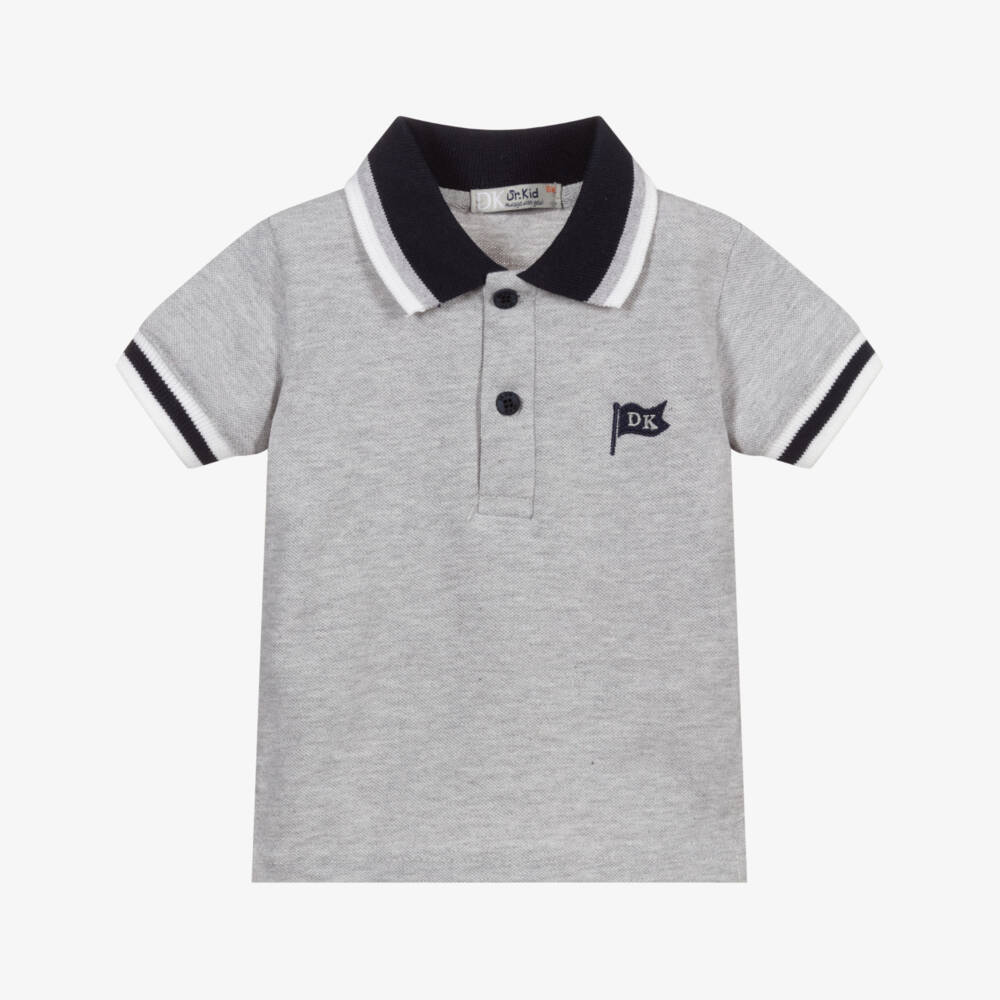 Dr. Kid-Grey Cotton Polo Shirt | Childrensalon Outlet