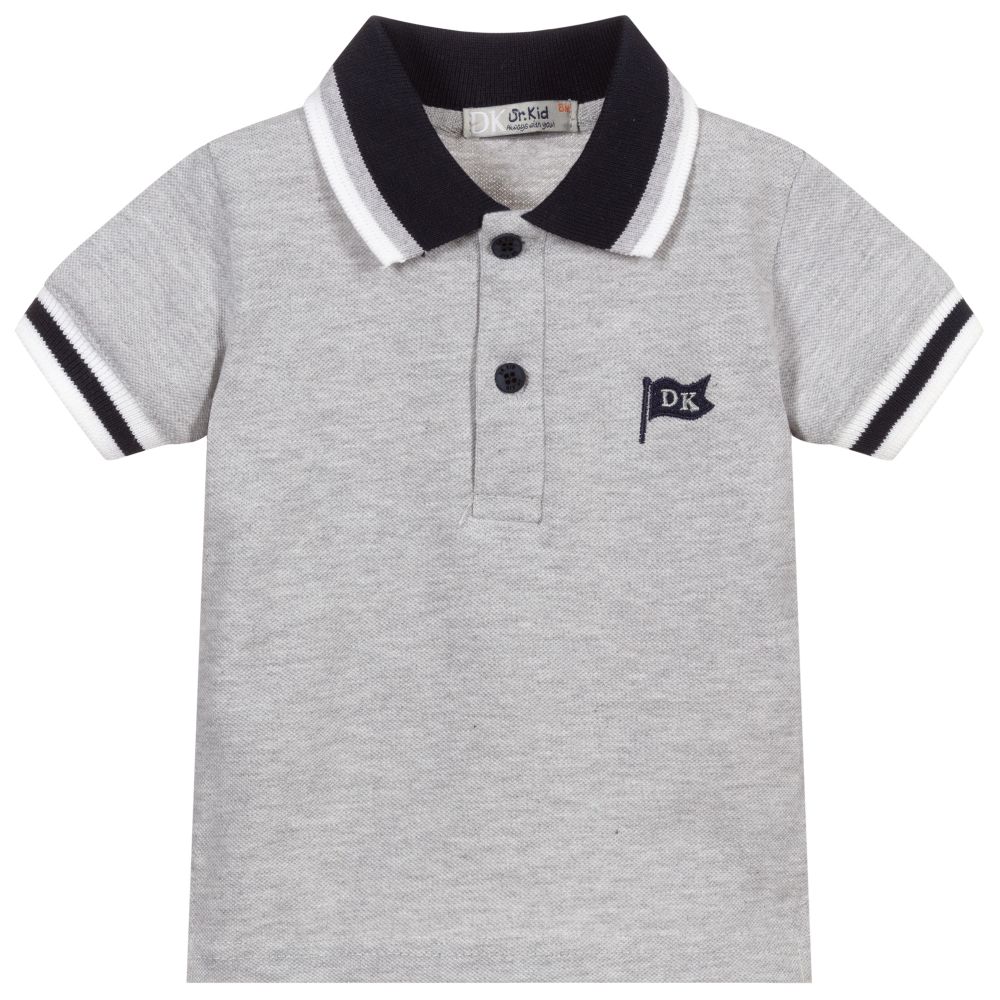 Dr. Kid - Grey Cotton Polo Shirt | Childrensalon
