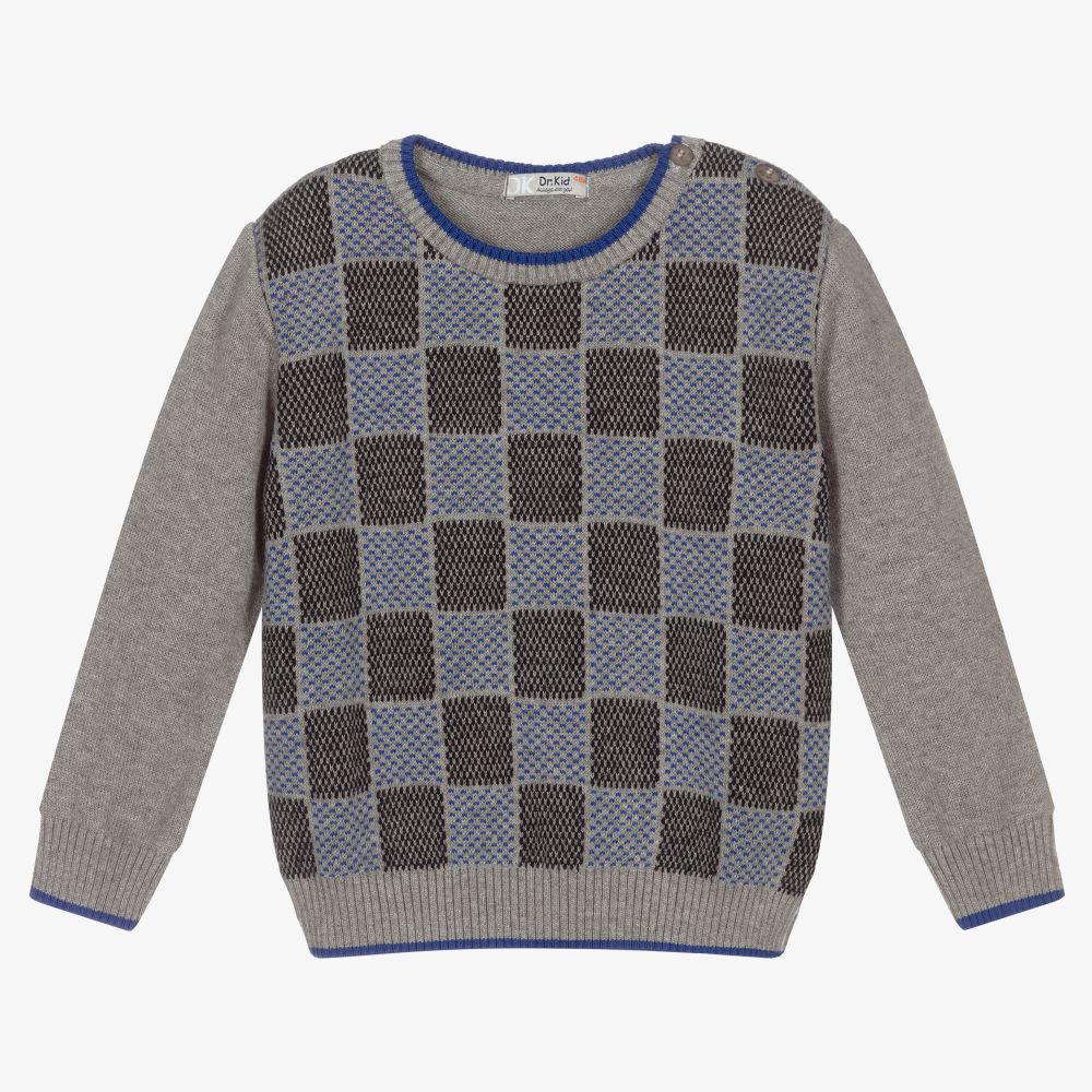 Dr. Kid - Grey Cotton & Wool Blend Jumper | Childrensalon