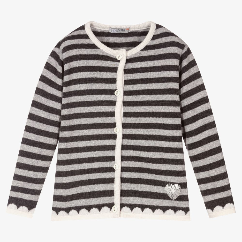 Dr. Kid - Grey Knit Wool Blend Cardigan | Childrensalon