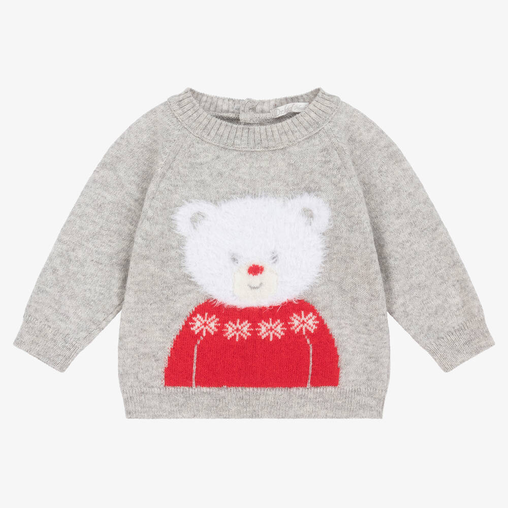 Dr. Kid-Grey Knitted Wool & Cashmere Baby Sweater | Childrensalon Outlet