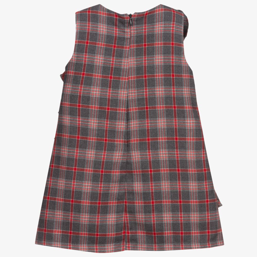 Dr. Kid-Grey & Red Check Ruffle Dress | Childrensalon Outlet