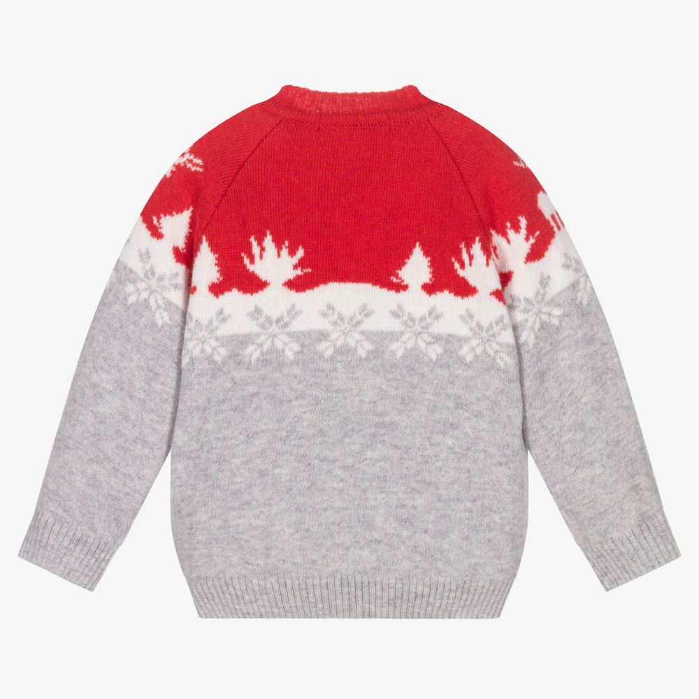 Dr. Kid-Серо-красный рождественский свитер | Childrensalon Outlet