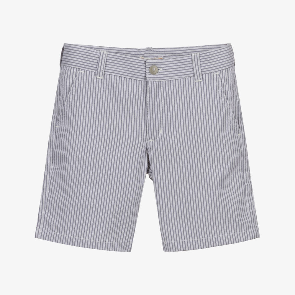 Dr. Kid-Grey Striped Cotton Shorts | Childrensalon Outlet