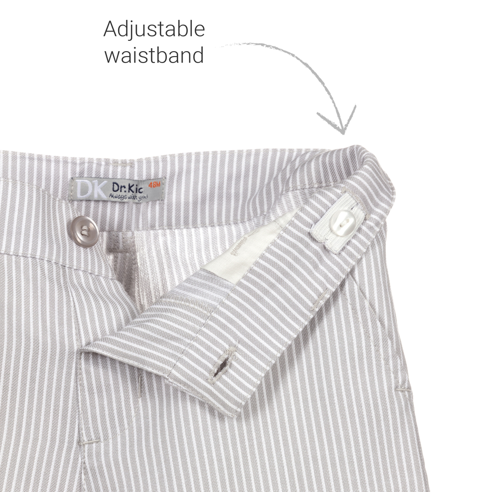 Dr. Kid-Grey Striped Cotton Shorts | Childrensalon Outlet