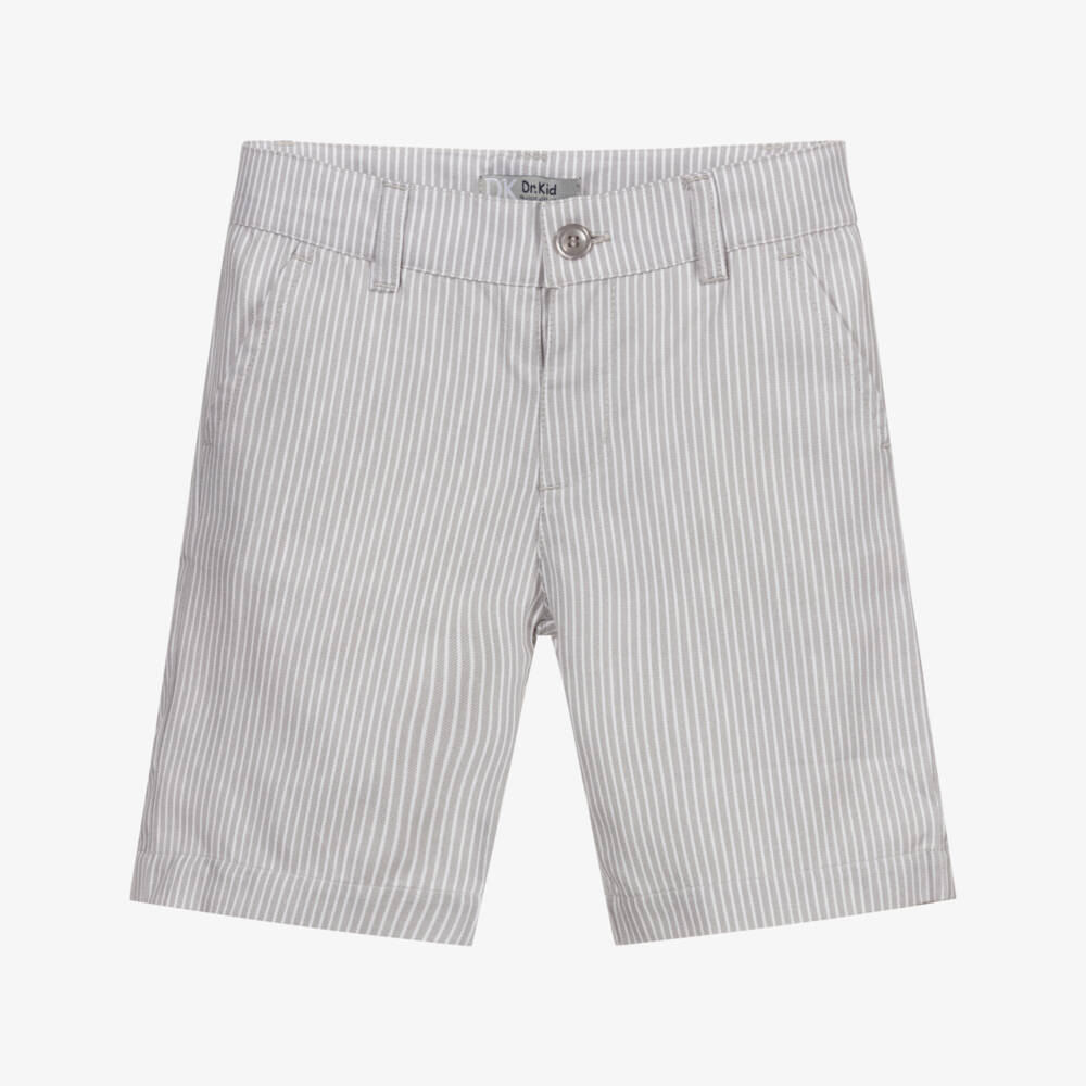 Dr. Kid-Grey Striped Cotton Shorts | Childrensalon Outlet