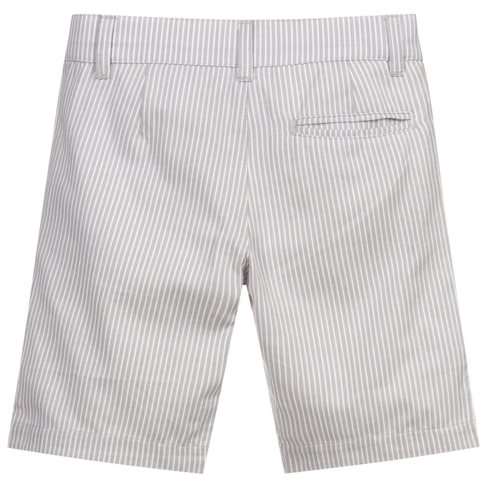 Dr. Kid-Grey Striped Cotton Shorts | Childrensalon Outlet