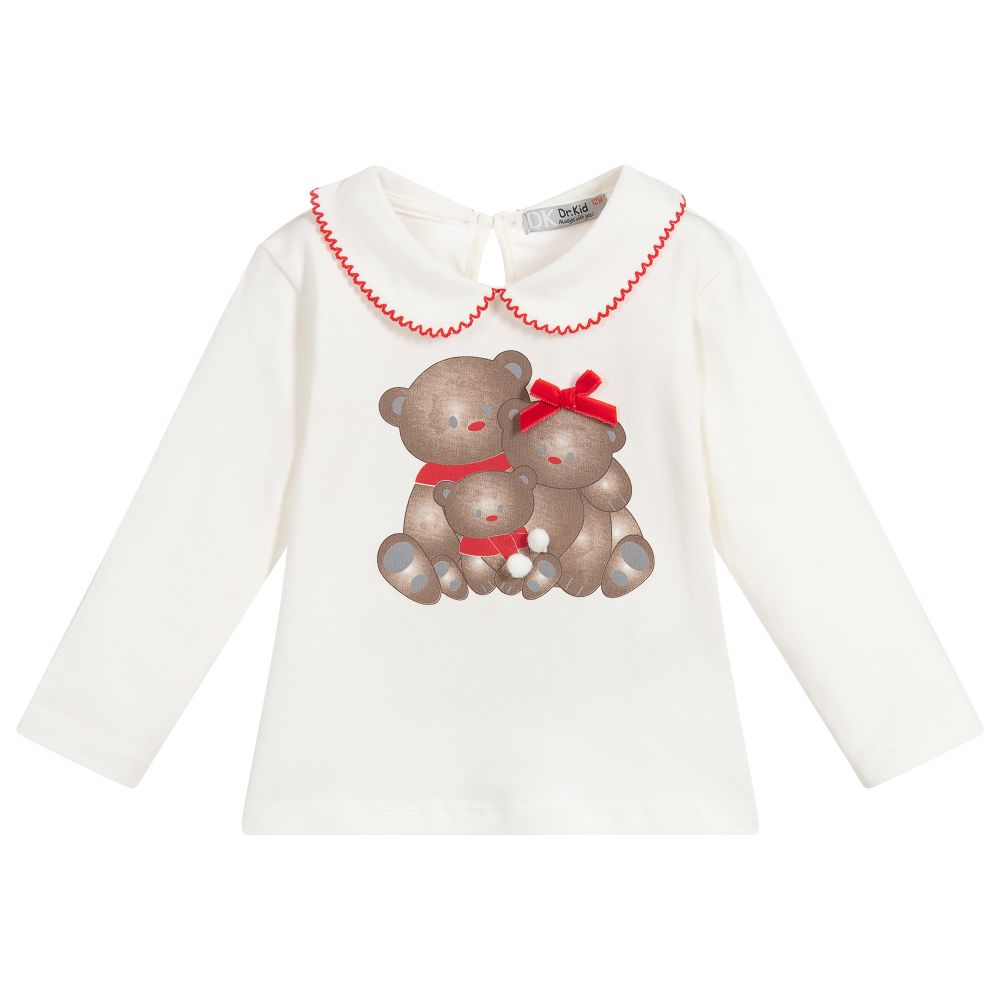 Dr. Kid - Ivory Cotton Jersey Teddy Top  | Childrensalon