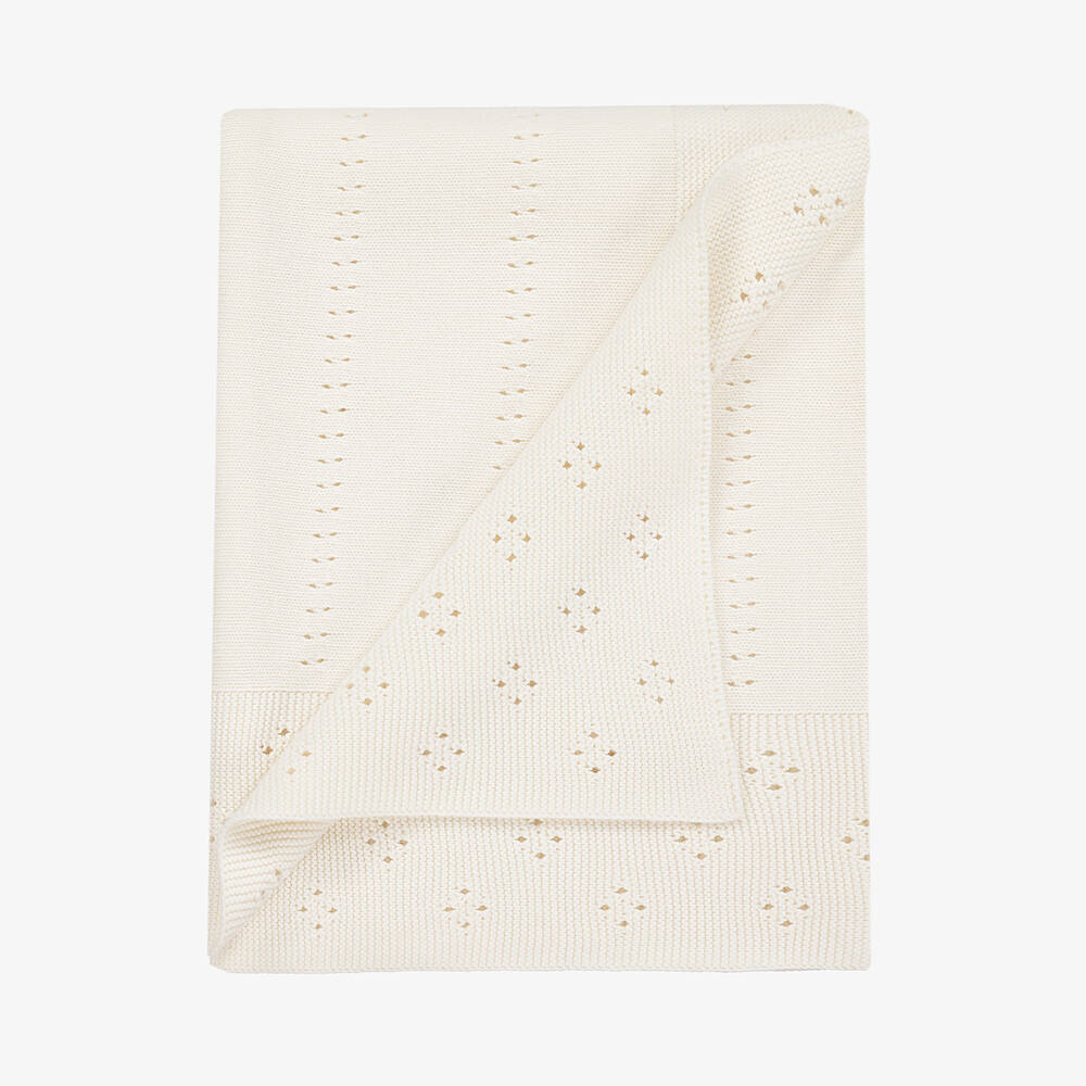 Dr. Kid-Ivory Cotton Knit Baby Blanket (92cm) | Childrensalon Outlet