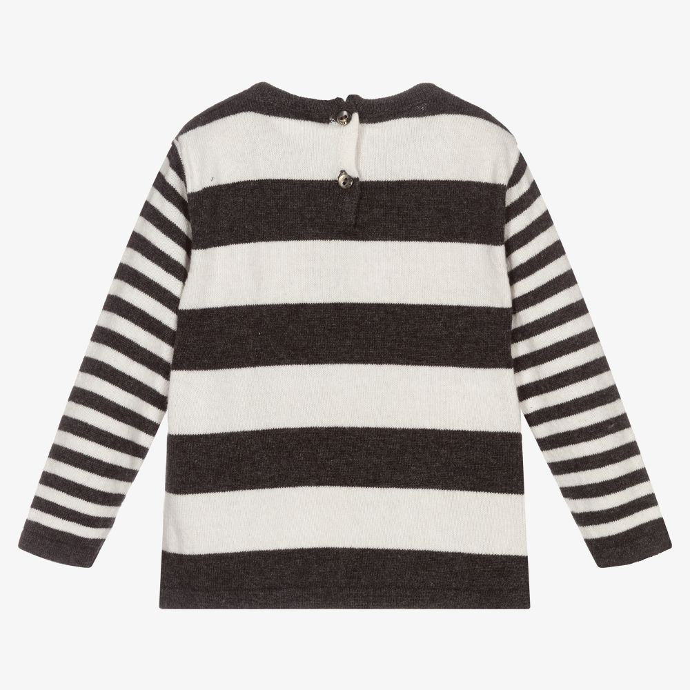 Dr. Kid-Ivory & Grey Wool Knit Jumper | Childrensalon Outlet
