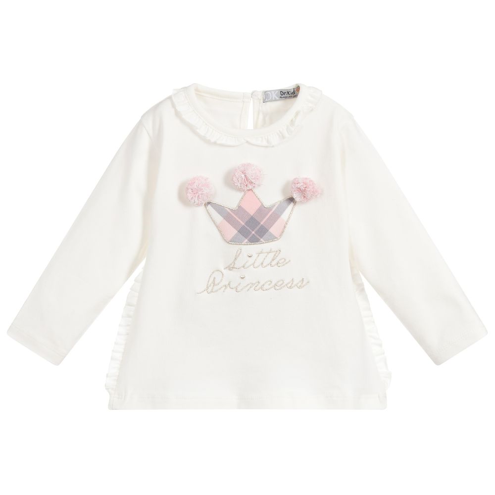 Dr. Kid - Ivory & Pink Cotton Jersey Top | Childrensalon