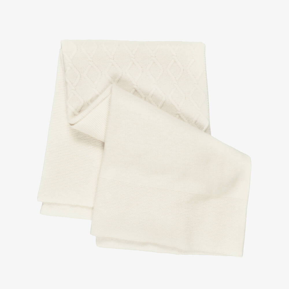 Dr. Kid-Ivory Wool & Cashmere Knitted Baby Blanket (95cm) | Childrensalon Outlet