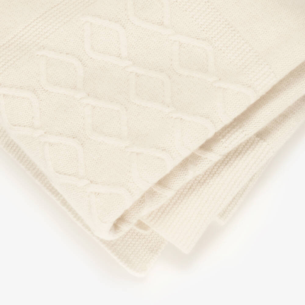 Dr. Kid-Ivory Wool & Cashmere Knitted Baby Blanket (95cm) | Childrensalon Outlet