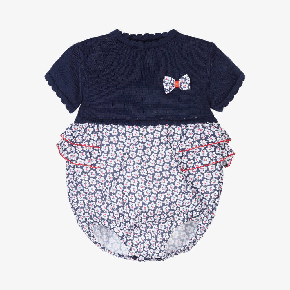 Dr. Kid-Navy Blue Floral Baby Shortie | Childrensalon Outlet