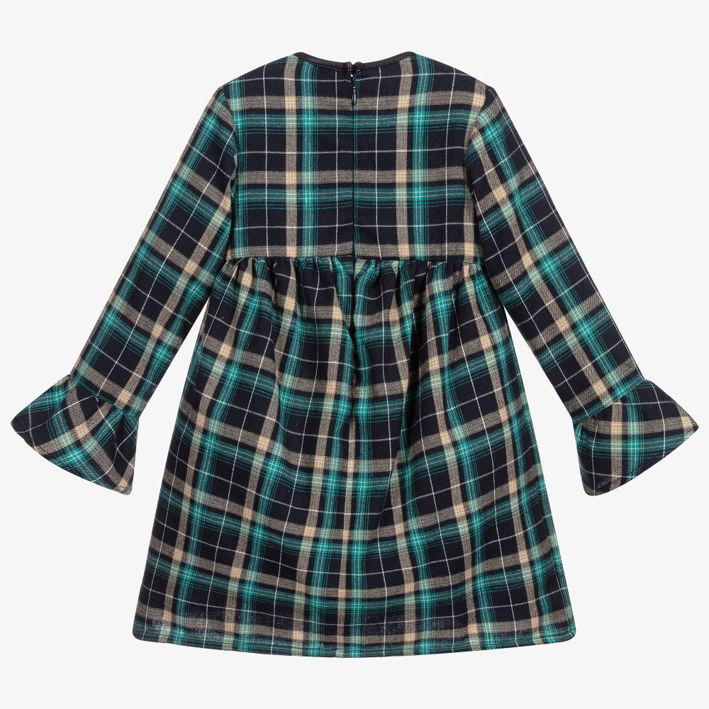 Dr. Kid-فستان قطن تويل كاروهات لون كحلي وأخضر | Childrensalon Outlet