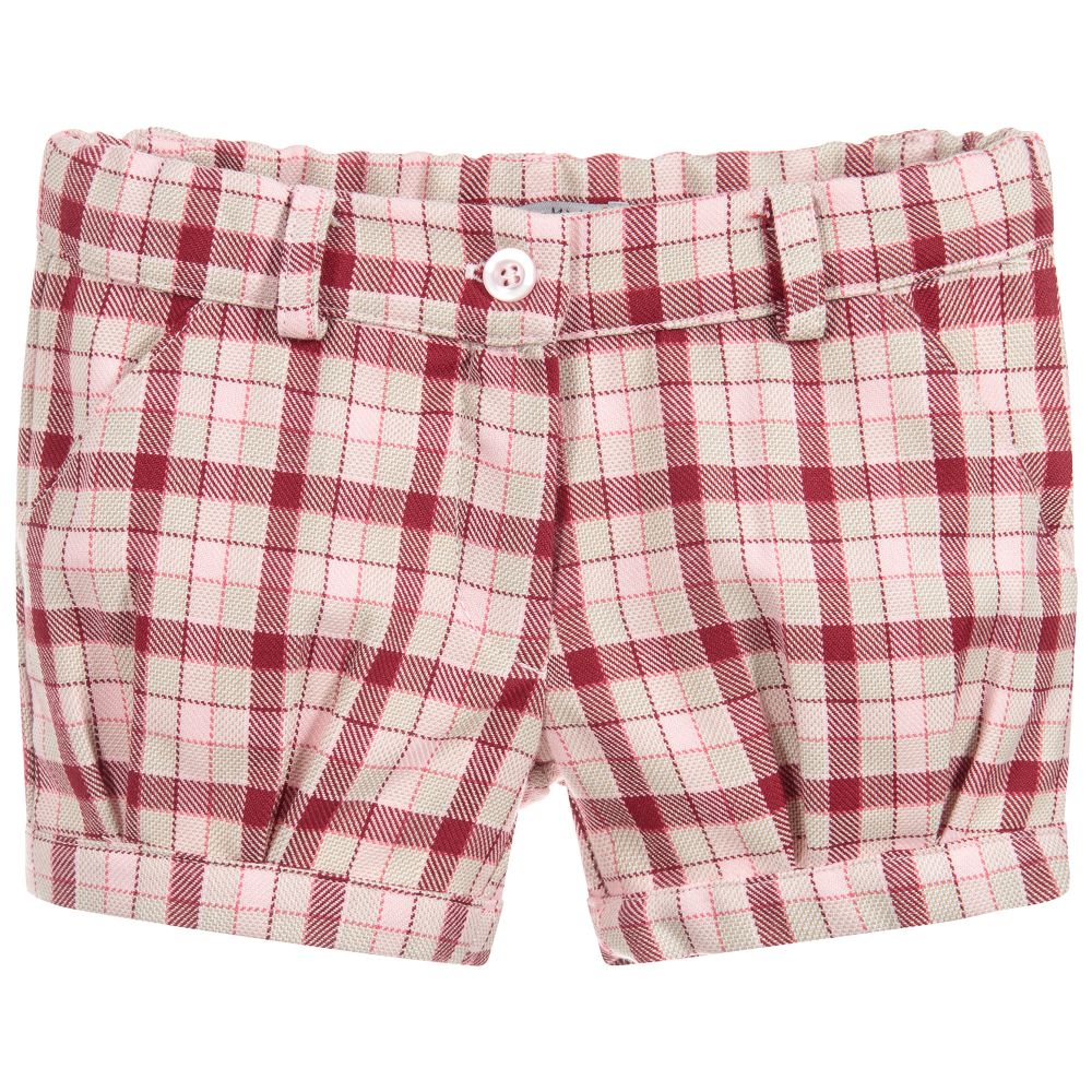 Dr. Kid - Pink Check Cotton Shorts  | Childrensalon