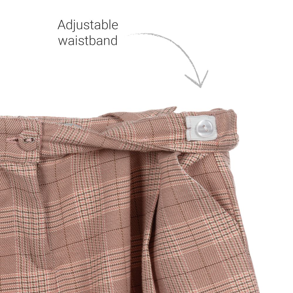 Dr. Kid-بنطلون مزيج قطن كاروهات لون زهري للبنات | Childrensalon Outlet