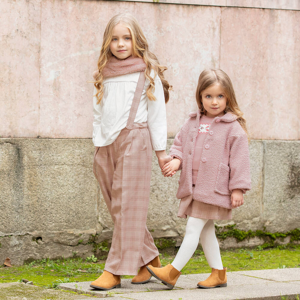 Dr. Kid-بنطلون مزيج قطن كاروهات لون زهري للبنات | Childrensalon Outlet