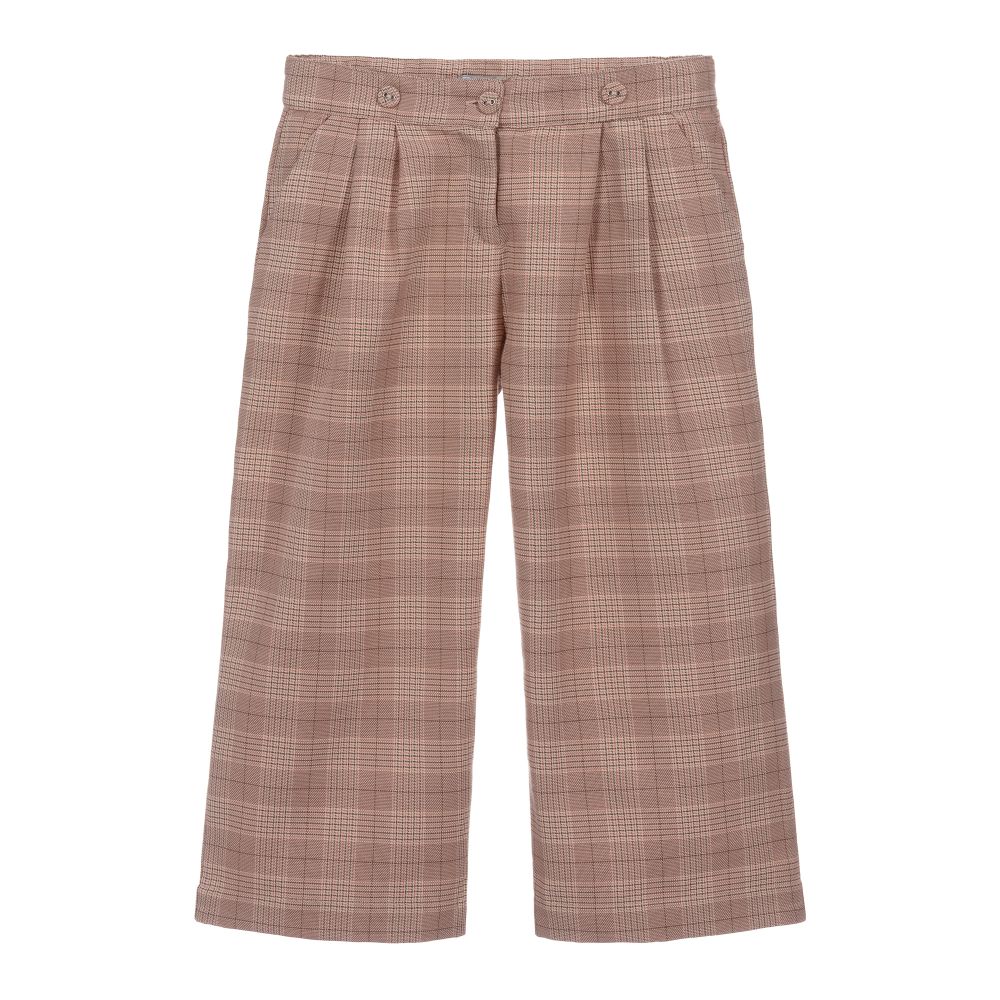 Dr. Kid-بنطلون مزيج قطن كاروهات لون زهري للبنات | Childrensalon Outlet