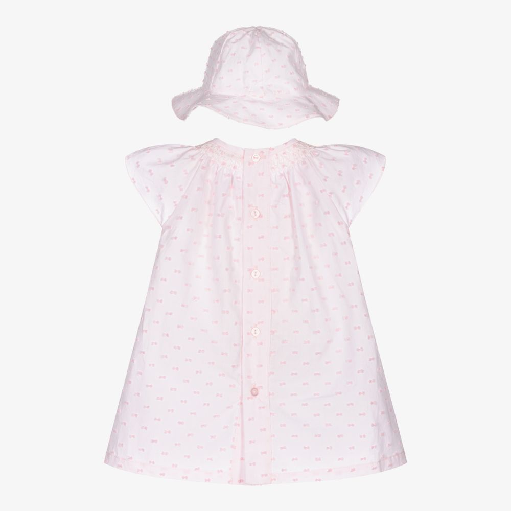 Dr. Kid-Розовое платье и чепец из хлопка для малышей | Childrensalon Outlet