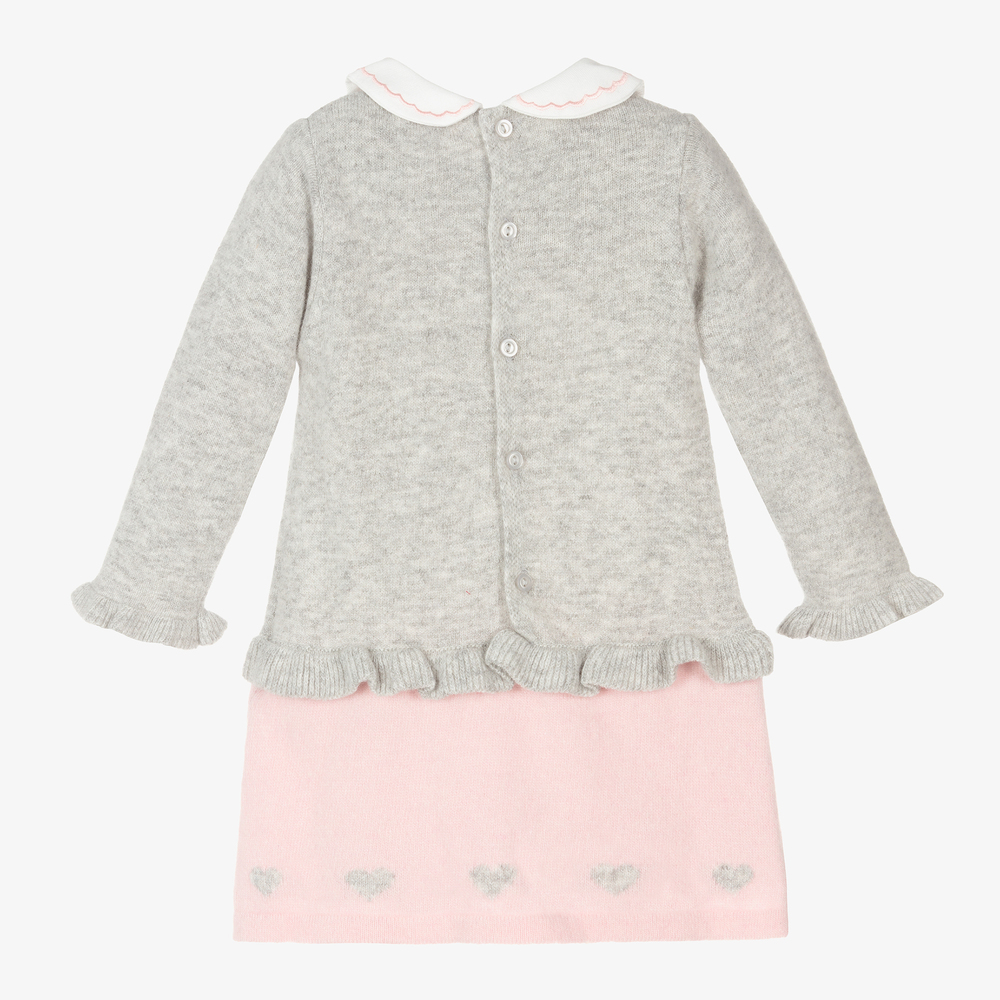 Dr. Kid-Pink & Grey Knitted Baby Dress | Childrensalon Outlet