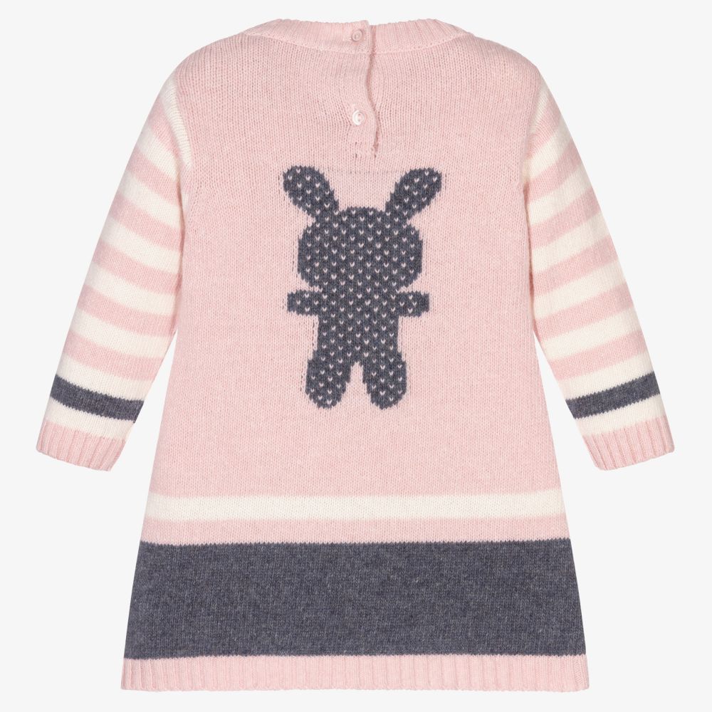 Dr. Kid-Pink & Grey Knitted Baby Dress | Childrensalon Outlet
