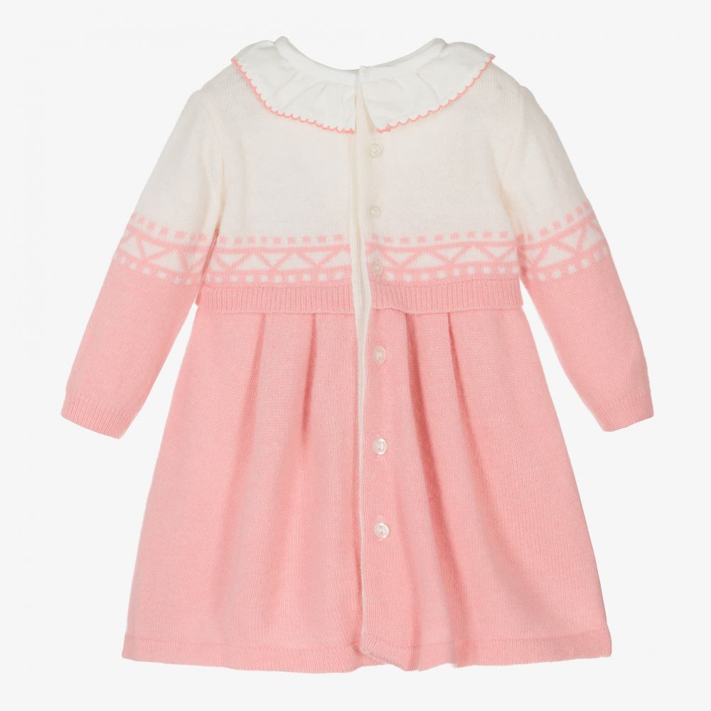Dr. Kid-Pink & Ivory Knitted Baby Dress | Childrensalon Outlet