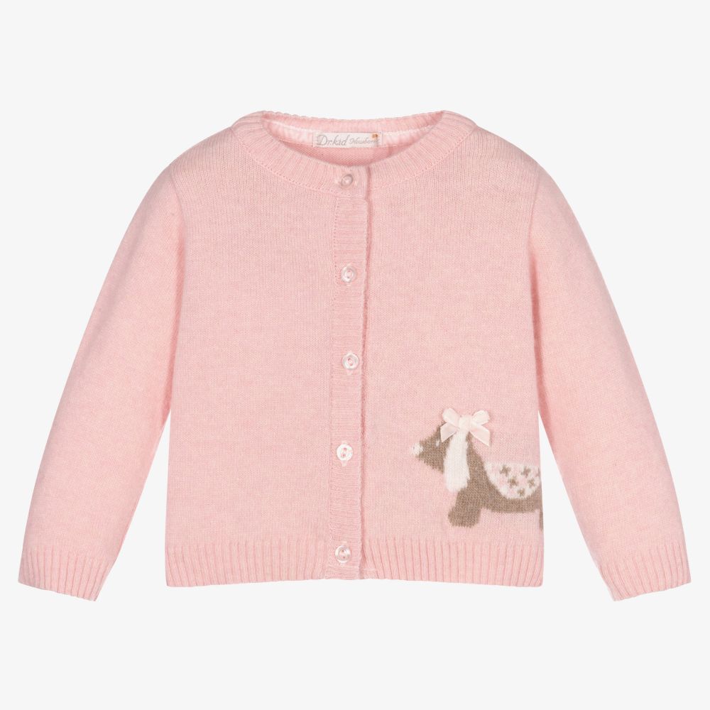 Dr. Kid - Pink Knitted Baby Cardigan | Childrensalon