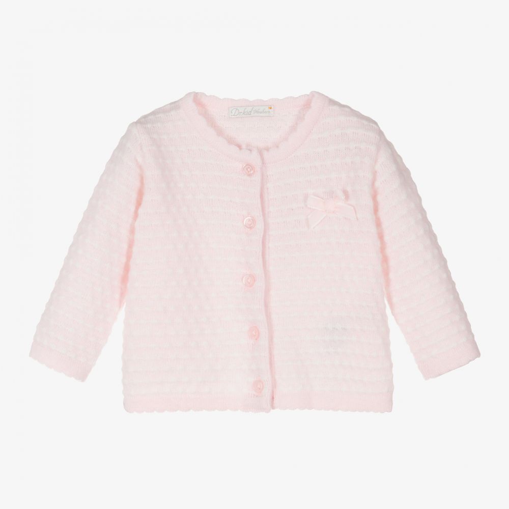 Dr. Kid - Pink Knitted Baby Cardigan | Childrensalon