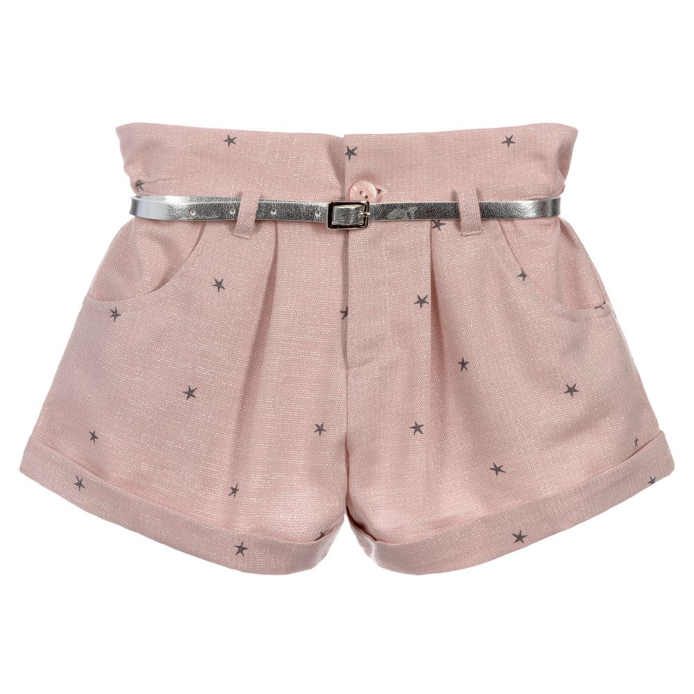 Dr. Kid - Rosafarbene Glitzer-Shorts mit Gürtel | Childrensalon