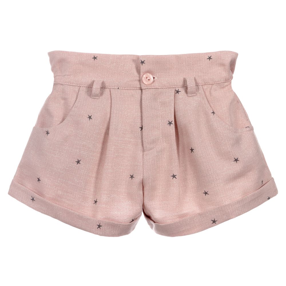 Dr. Kid-شورت مزيج قطن لون زهري برّاق ورمادي مع حزام فضّي | Childrensalon Outlet