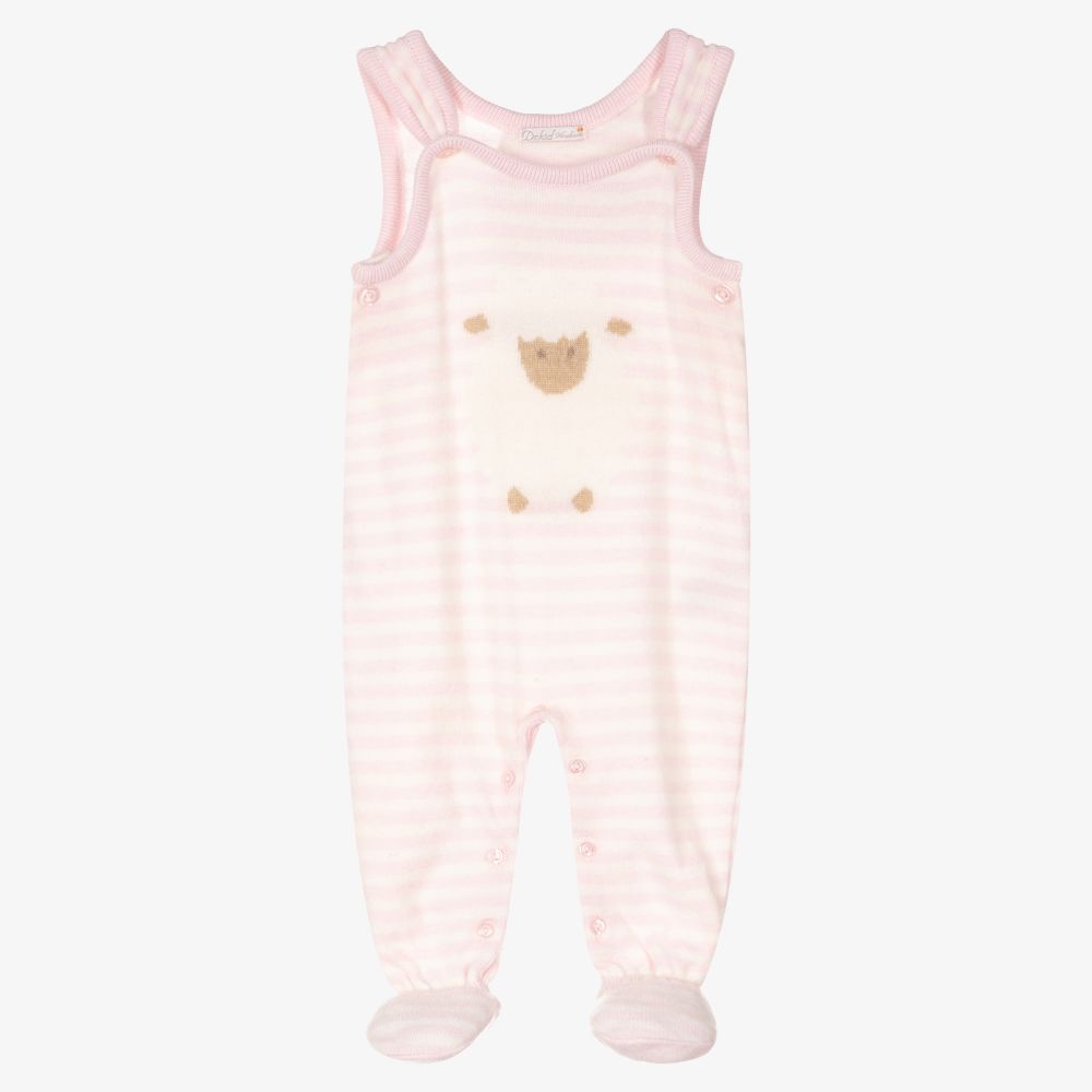 Dr. Kid - Pink Striped Knitted Dungarees | Childrensalon