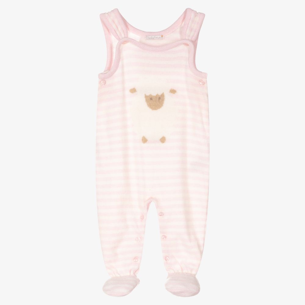 Dr. Kid-Pink Striped Knitted Dungarees | Childrensalon Outlet