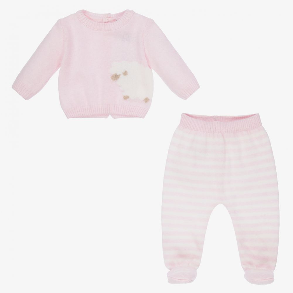 Dr. Kid-Pink Wool Knit 2 Piece Babygrow | Childrensalon Outlet