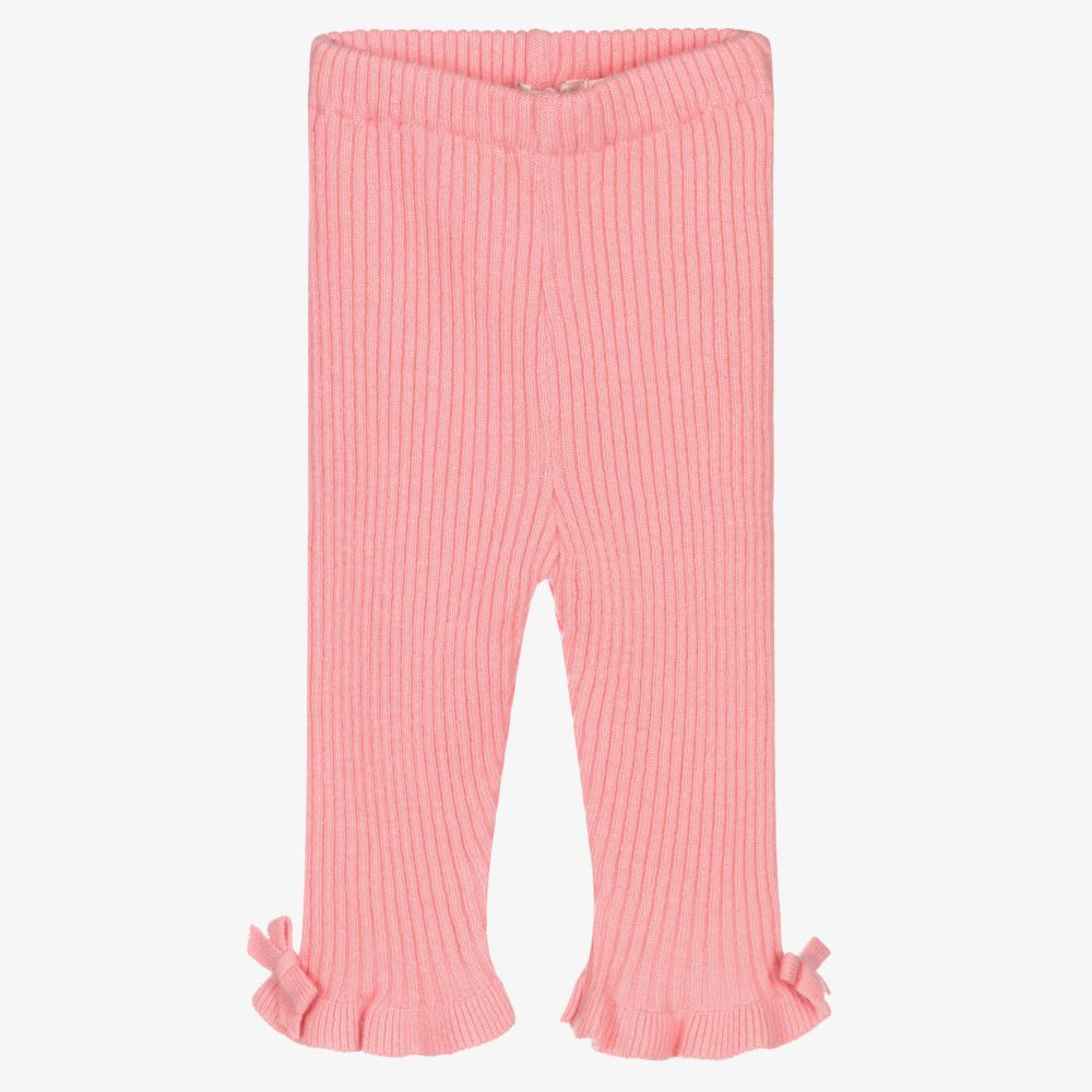 Dr. Kid - Pink Wool Knit Baby Leggings | Childrensalon