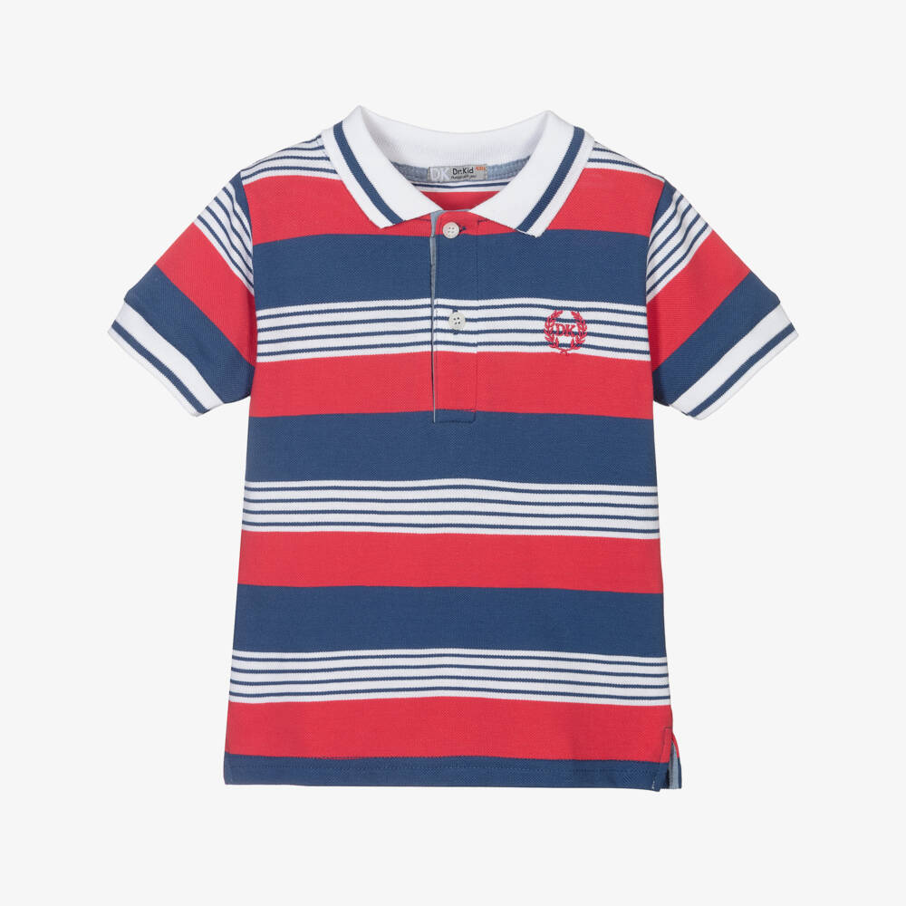 Dr. Kid-Red & Blue Cotton Polo Shirt | Childrensalon Outlet