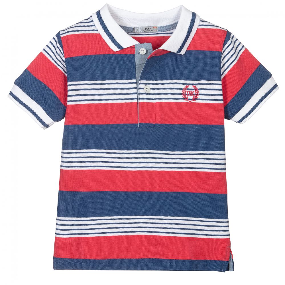 Dr. Kid-Red & Blue Cotton Polo Shirt | Childrensalon Outlet
