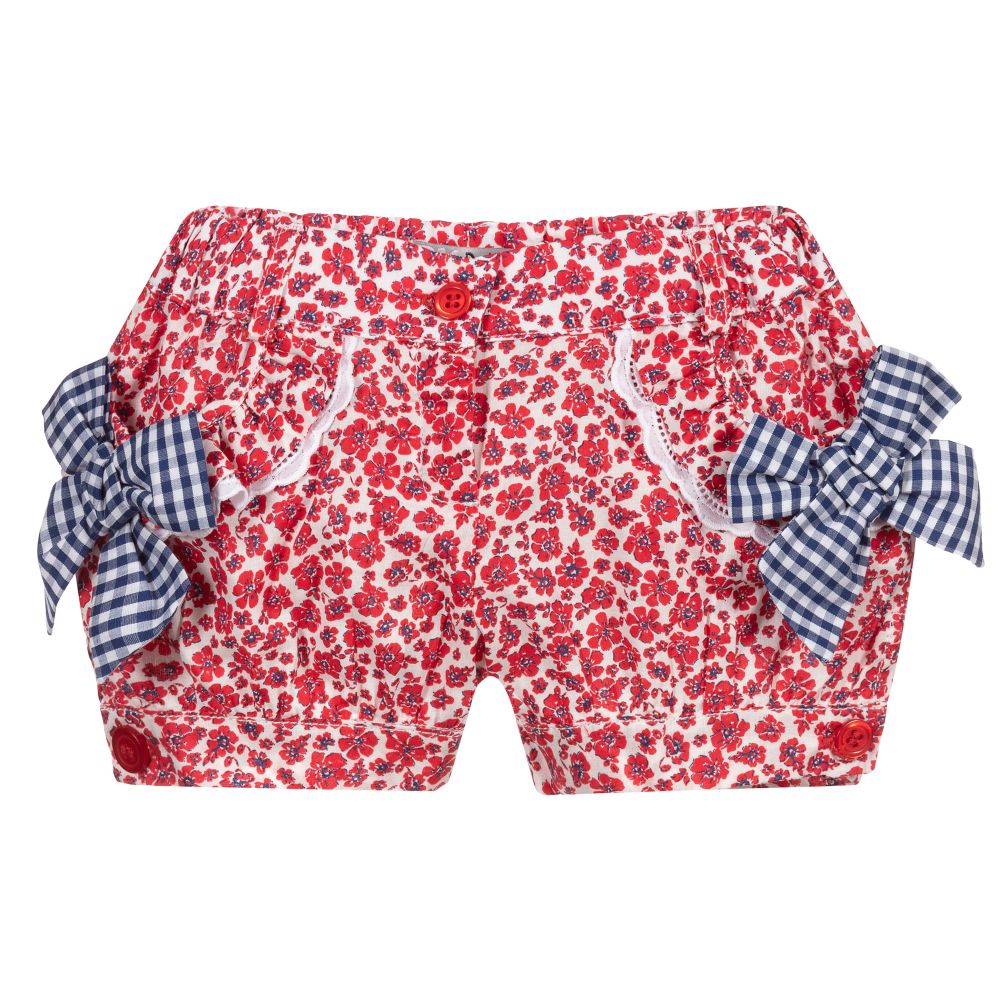 Dr. Kid - Red Floral Cotton Shorts | Childrensalon