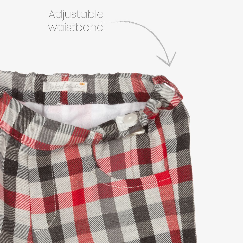 Dr. Kid-Red & Grey Check Baby Trousers | Childrensalon Outlet