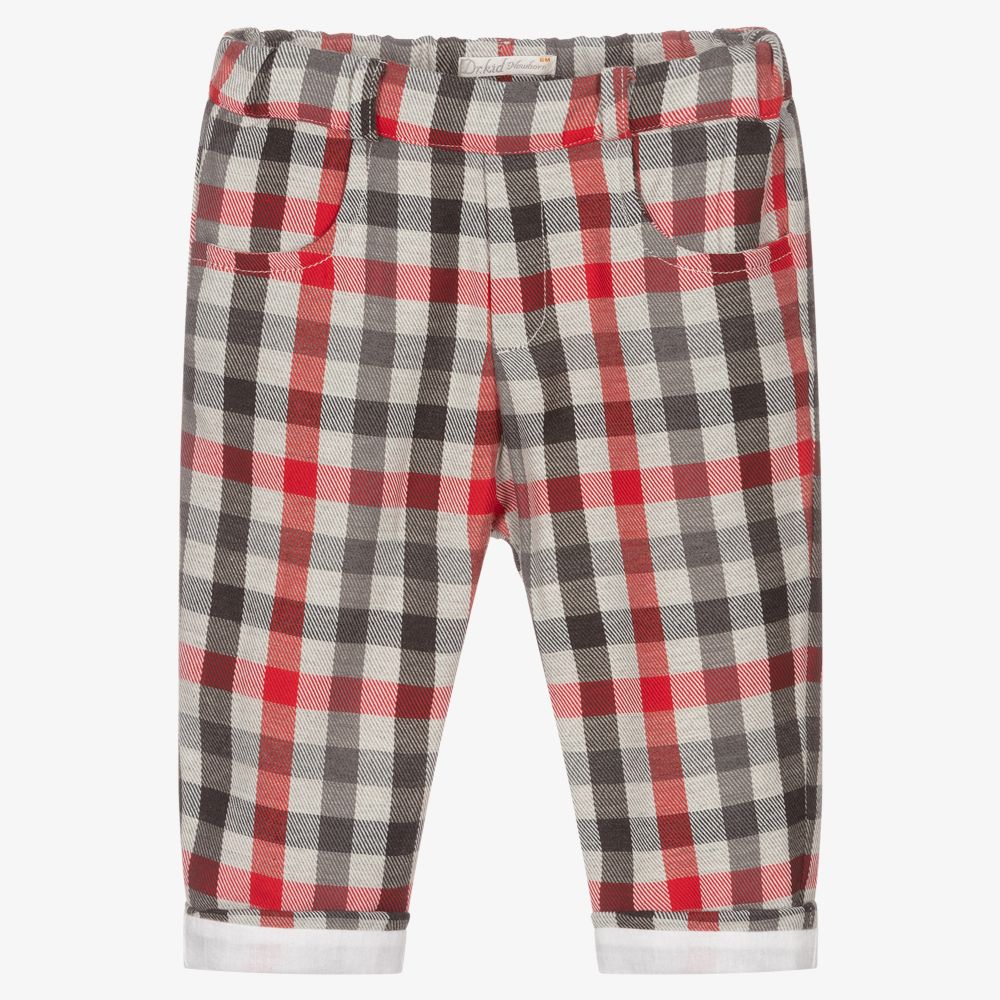 Dr. Kid - Red & Grey Check Baby Trousers | Childrensalon
