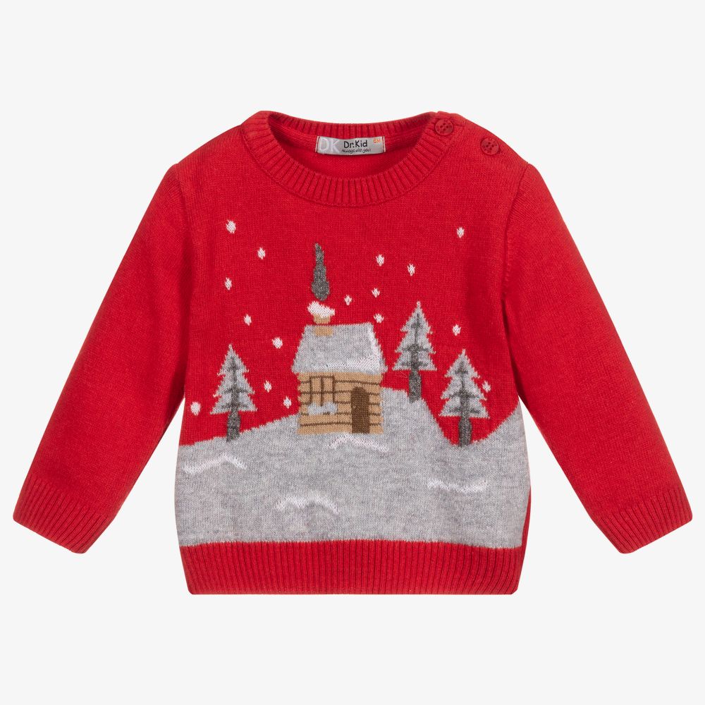 Dr. Kid - Red Knitted Wool Sweater | Childrensalon